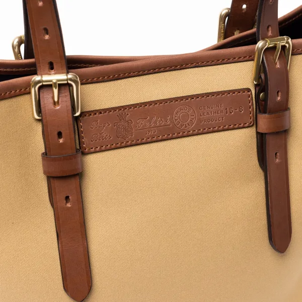 Felisi Cotton Canvas And Saddle Leather Bag "New Office Tote" - Handmade