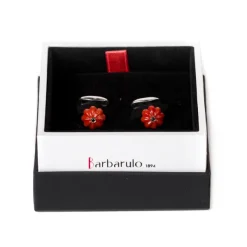 Barbarulo Napoli Cufflinks "Coral Flower Diamond" Made Of Sterling Silver - Purely Hand