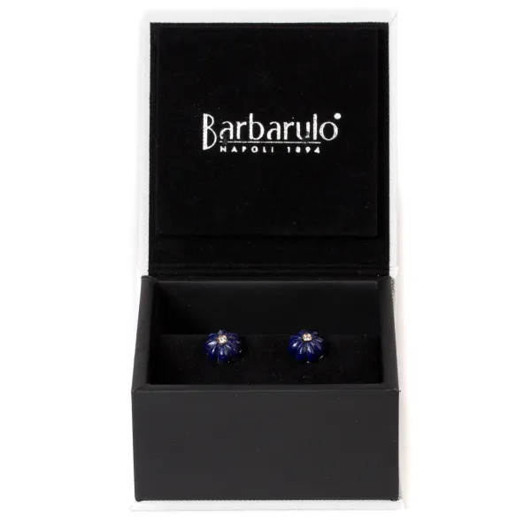Barbarulo Napoli Cufflinks "Lapislazuli Flower Diamond" Made Of Sterling Silver - Purel