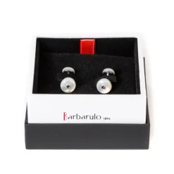 Barbarulo Napoli Cufflinks "Mother Of Pearl" Made Of Sterling Silver - Purely Handcraft