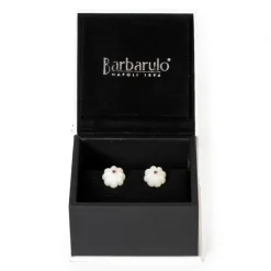 Barbarulo Napoli Cufflinks "Mother Of Pearl With Sapphires" Made Of Sterling Silver - P