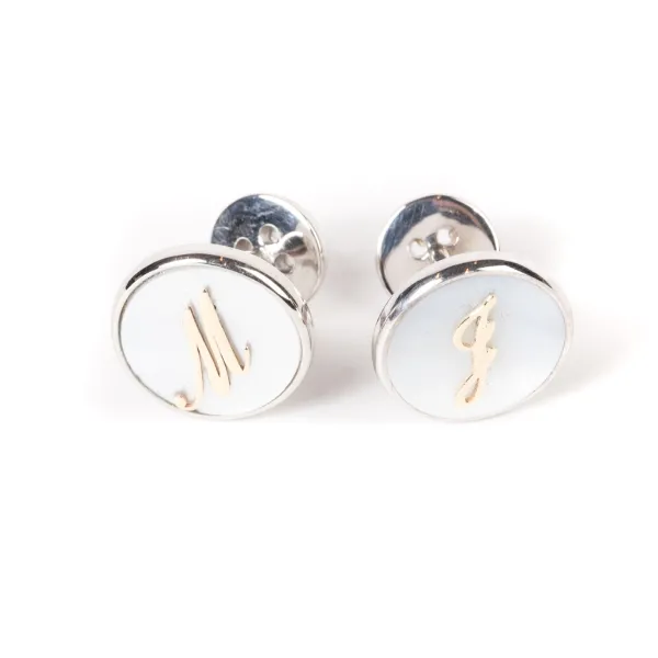 Barbarulo Napoli Cufflinks "Personal Initials" Made Of Sterling Silver - Purely Handcra