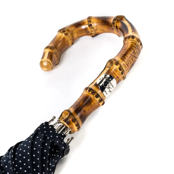 Maglia Dark Blue Dotted Umbrella "Traveller" With Bamboo Handle