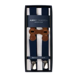 Albert Thurston Dark Blue Elastic Suspenders "Infinity" With Clips