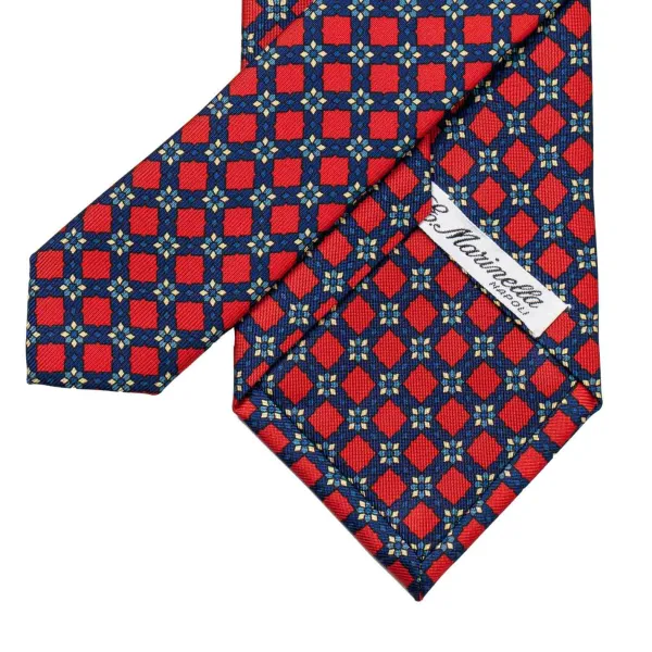 E. Marinella Dark Blue Patterned Silk Tie