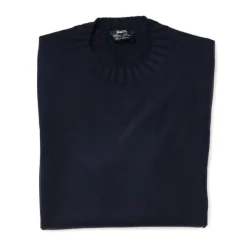 Cesare Attolini Dark Blue Pullover "Round Rib" Made Of Pure Duvet Cashmere