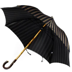 Maglia Dark Blue Striped Umbrella With Handle Made Of Walnut