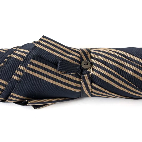 Maglia Dark Blue Striped Umbrella With Handle Made Of Walnut