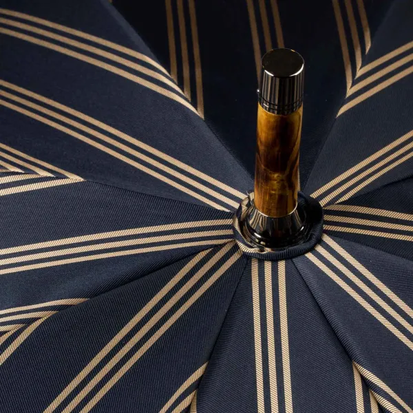 Maglia Dark Blue Striped Umbrella With Handle Made Of Walnut