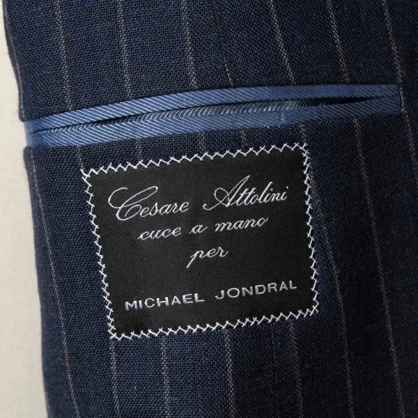 Cesare Attolini Dark Blue Suit "Avvocato" Made Of English High Twist Wool - Purely Han