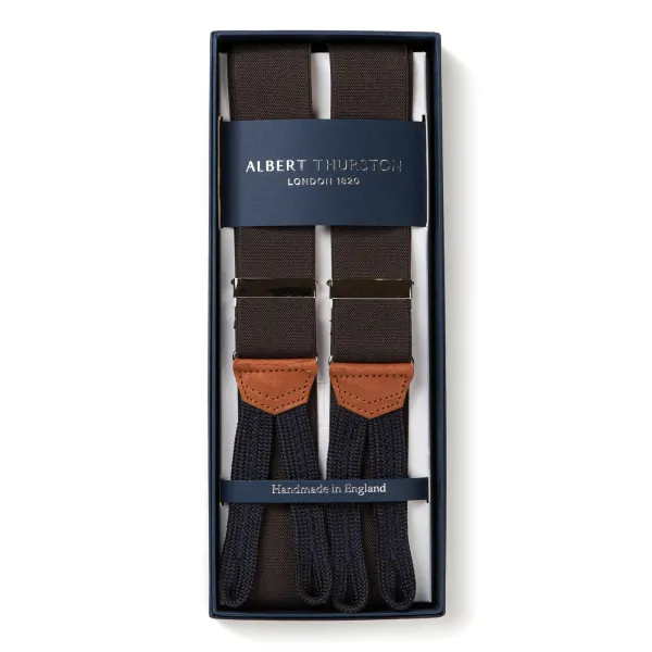Albert Thurston Dark Brown Elastic Braces To Button