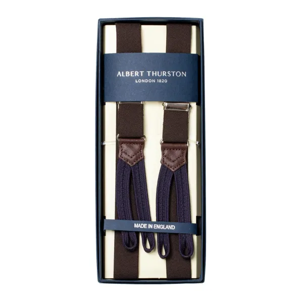 Albert Thurston Dark Brown Elastic Suspender To Button