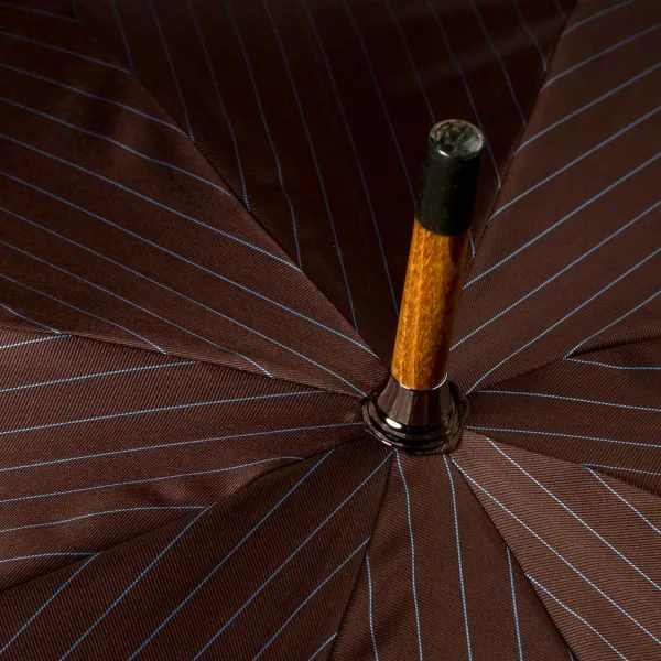 Maglia Dark Brown Striped Umbrella "Traveler" With Bamboo Handle
