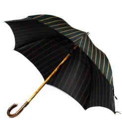 Maglia Dark Green Striped Umbrella With Handle Made Of Walnut