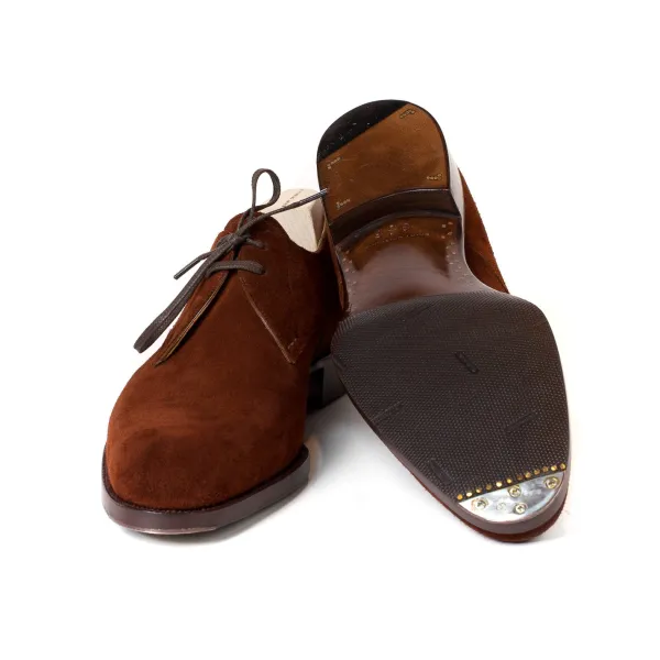 Saint Crispin's Derby "2 Eyelet-Blucher" Made From Rust-Brown Rough Leather - Purely H