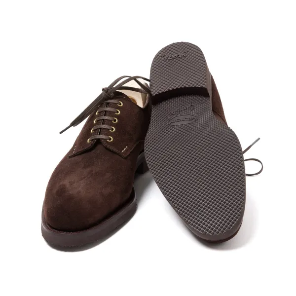 Saint Crispin's Derby "Blucher" Made Of Dark Brown Suede Leather - Pure Handwork