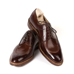 Saint Crispin's Derby "Norvegian Split Toe" Made Of Brown Calfskin - Hand-Colored