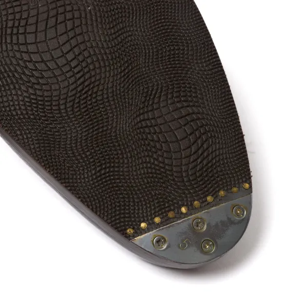 Saint Crispin's Derby "Split Toe Apron" Made Of Dark Brown Grained Calfskin - Pure Han