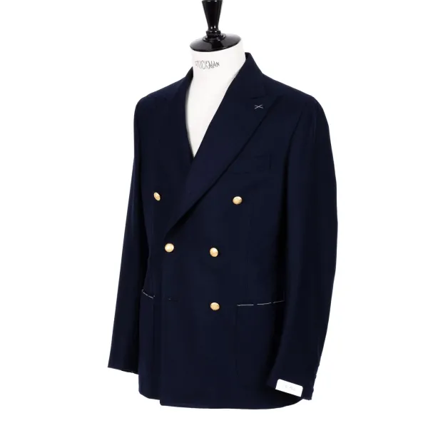 De Petrillo Double Breasted Jacket "Blazer Dorato" In Wool And Cashmere - Handmade