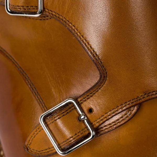 Saint Crispin's Double Monk In Light Brown Calfskin - Purely Handcrafted