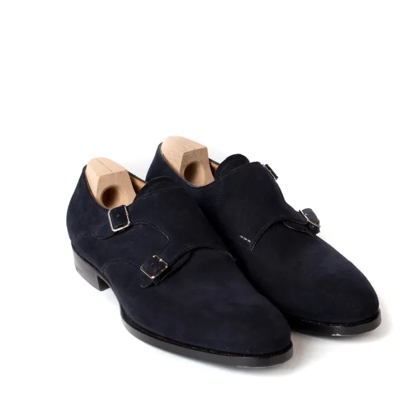 Saint Crispin's Double Monk Made Of Dark Brown Suede - Purely Handcrafted