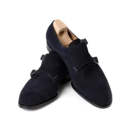 Saint Crispin's Double Monk Made Of Dark Brown Suede - Purely Handcrafted