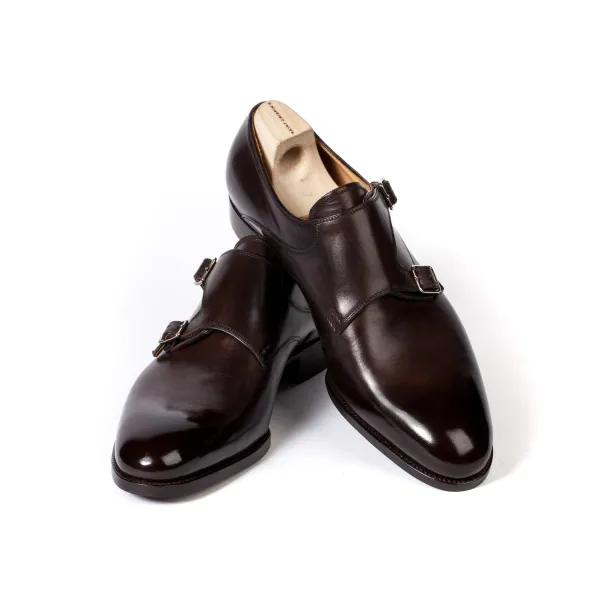 Saint Crispin's Double Monk Made Of Dark Brown Calfskin - Hand-Colored