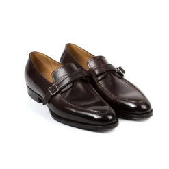 Saint Crispin's Dress Loafer "Buckle" Made Of Dark Brown Calfskin - Purely Handcrafted