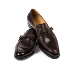 Saint Crispin's Dress Loafer "Buckle" Made Of Dark Brown Calfskin - Purely Handcrafted