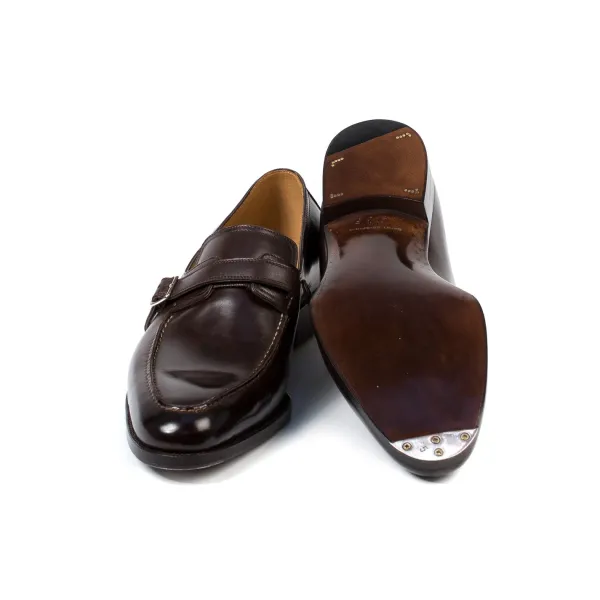 Saint Crispin's Dress Loafer "Buckle" Made Of Dark Brown Calfskin - Purely Handcrafted