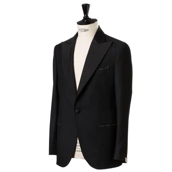 De Petrillo English Wool Blend Tuxedo "Mixed Barathea" - Handmade