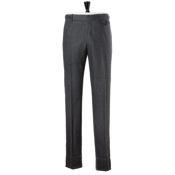 Rota Sartorial Exclusive For Michael Jondral: Grey Flannel Pants In Pure Wool - Rota