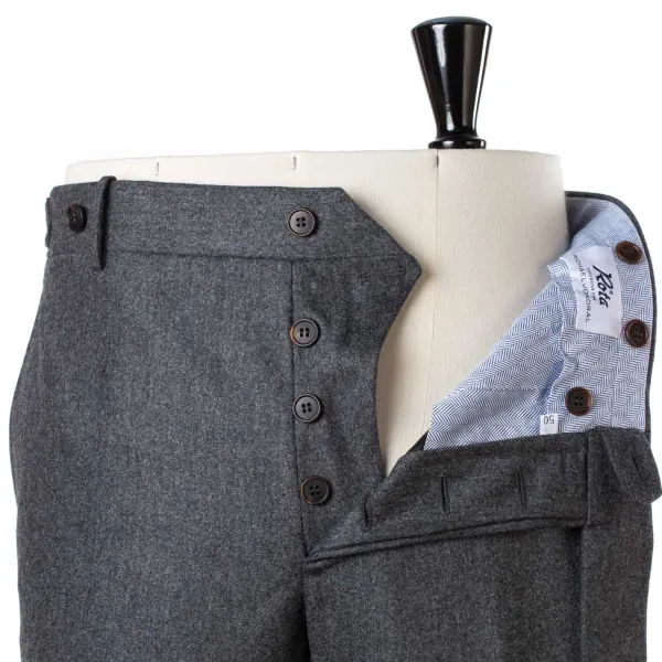 Rota Sartorial Exclusive For Michael Jondral: Grey Flannel Pants In Pure Wool - Rota