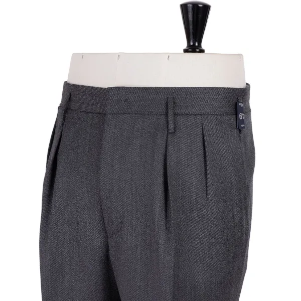 Rota Sartorial Exclusive For Michael Jondral: Grey Trousers "Hollywood" With Two Plea