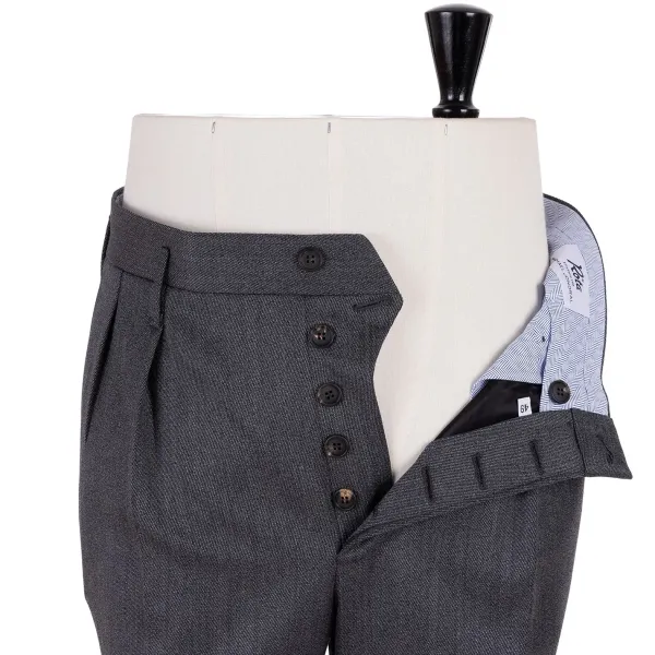 Rota Sartorial Exclusive For Michael Jondral: Grey Trousers "Hollywood" With Two Plea