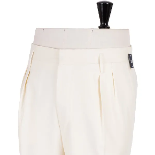 Rota Sartorial Exclusive To Michael Jondral: Ivory Trousers "Hollywood" With Two Plea