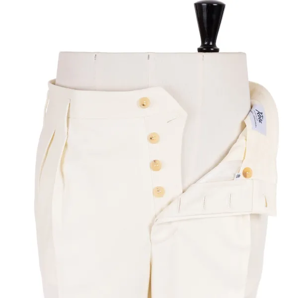 Rota Sartorial Exclusive To Michael Jondral: Ivory Trousers "Hollywood" With Two Plea