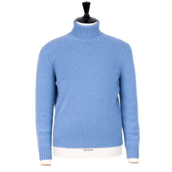 Fedeli Exclusive To Michael Jondral: Azure Blue Scottish 4-Ply Cashmere Turtl