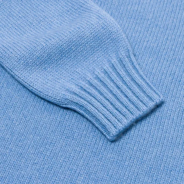 Fedeli Exclusive To Michael Jondral: Azure Blue Scottish 4-Ply Cashmere Turtl