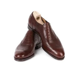 Saint Crispin's Fake-Brogue "Stretched Lazy Man" Aus Kastanienbraun Genarbtem Kalbsled