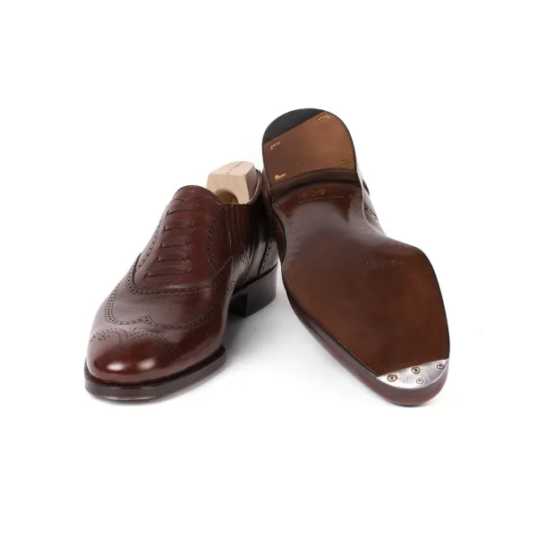 Saint Crispin's Fake-Brogue "Stretched Lazy Man" Aus Kastanienbraun Genarbtem Kalbsled
