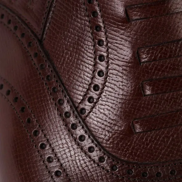 Saint Crispin's Fake-Brogue "Stretched Lazy Man" Aus Kastanienbraun Genarbtem Kalbsled