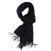Fox Brothers X Mj: Dark Blue Scarf "Fox Pin-Stripe" Made Of Cashmere A