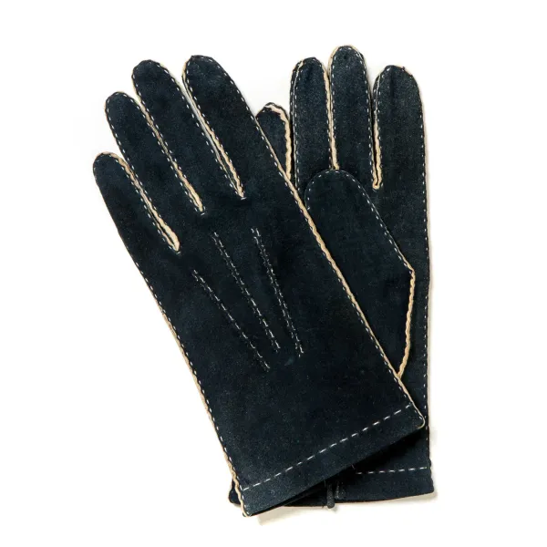 Thomas Riemer Wien Gloves "Offizier" Made Of Blue Deerskin