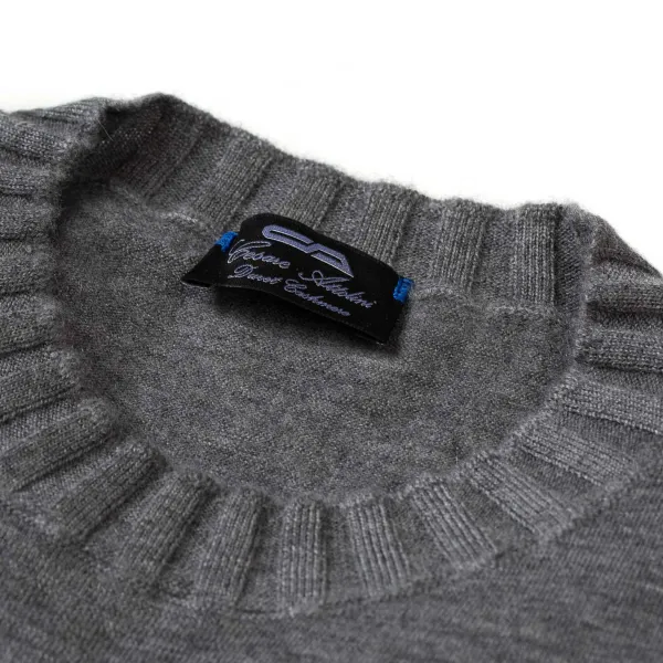 Cesare Attolini Gray Pullover "Duvet" Made Of Pure Cashmere