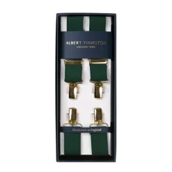 Albert Thurston Green Elastic Pants Straps "X Back Gold" With Clips
