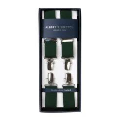 Albert Thurston Green Elastic Pants Straps "X Back Nickel" With Clips