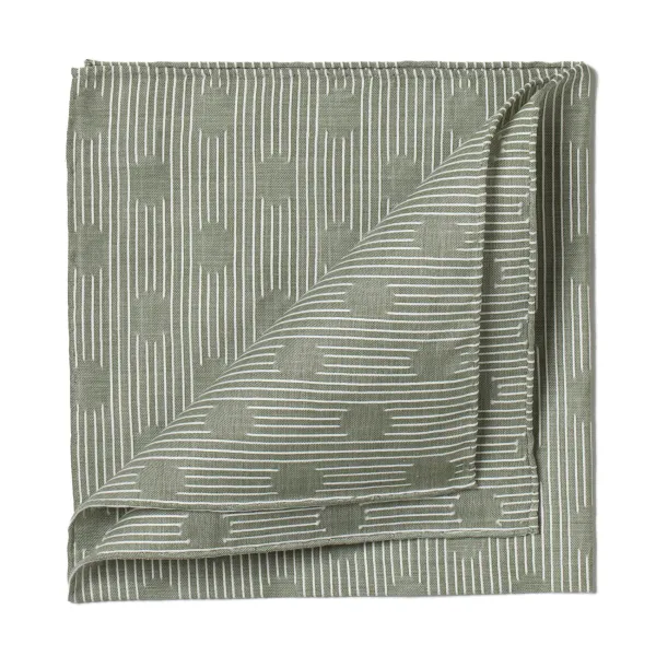 Simonnot-Godard Green Patterned Cotton Pocket Square