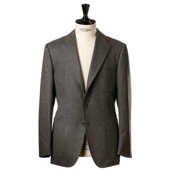 Cesare Attolini Grey Suit "Flanella Pipi" Made Of English Wool By Fox Brother'S - Pure