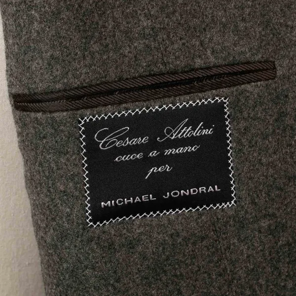 Cesare Attolini Grey Suit "Flanella Pipi" Made Of English Wool By Fox Brother'S - Pure